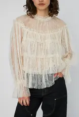 STELLA NOVA SHEER FRILL LACE BLOUSE - CREME
