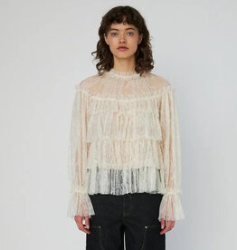 STELLA NOVA SHEER FRILL LACE BLOUSE - CREME