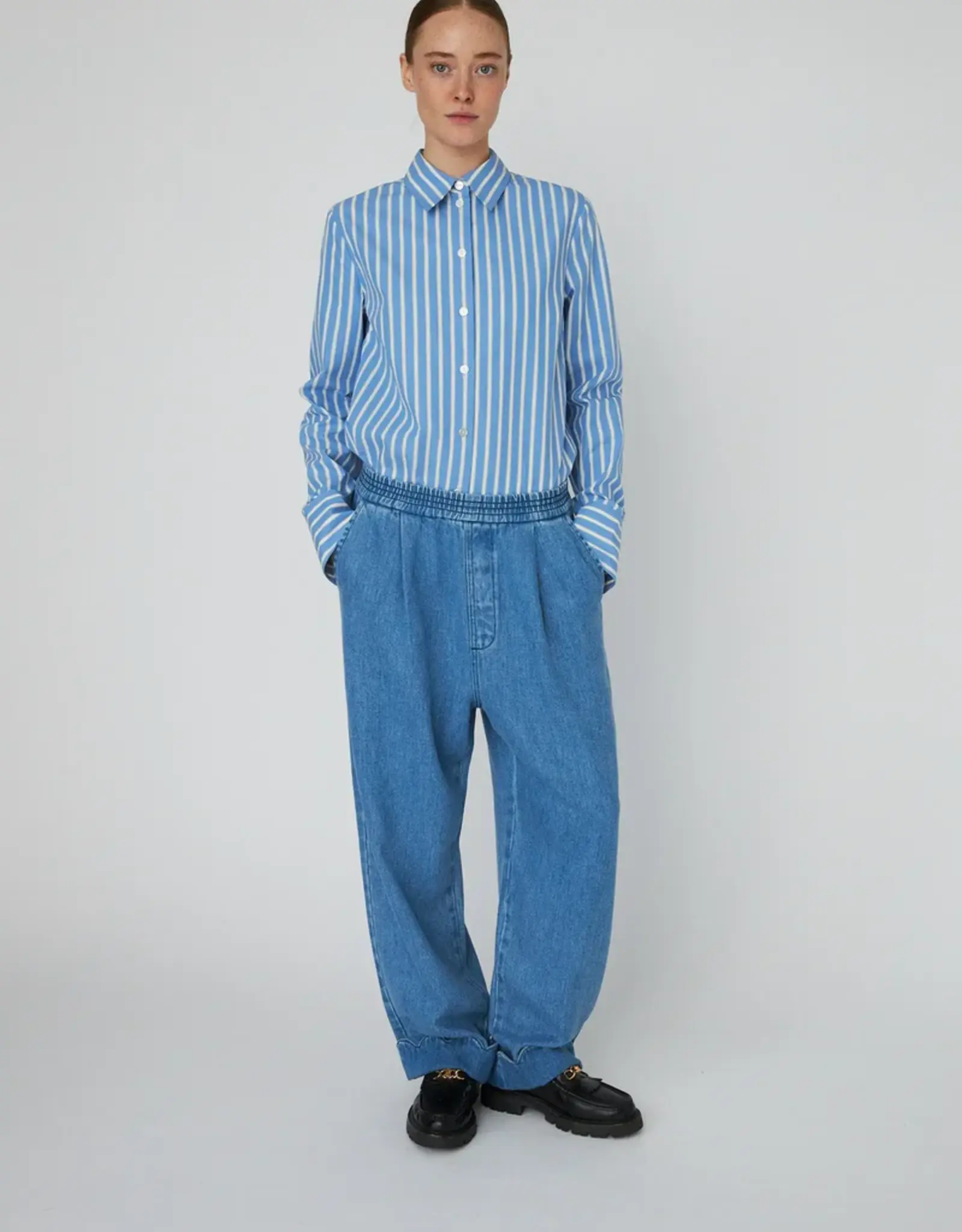 STELLA NOVA WASHED BLUE LOW WAIST PANTS - LIGHT BLUE