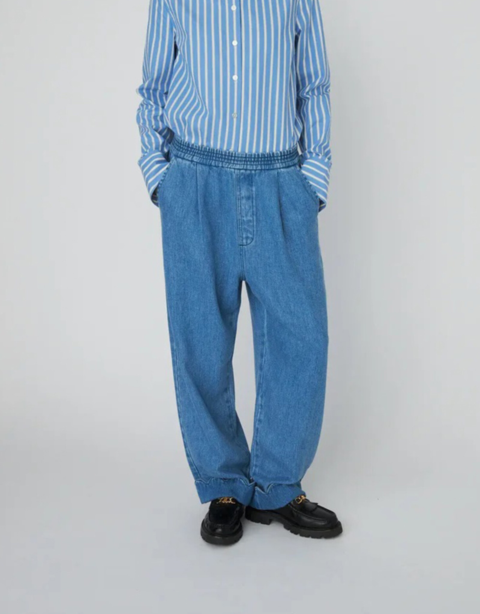 STELLA NOVA WASHED BLUE LOW WAIST PANTS - LIGHT BLUE