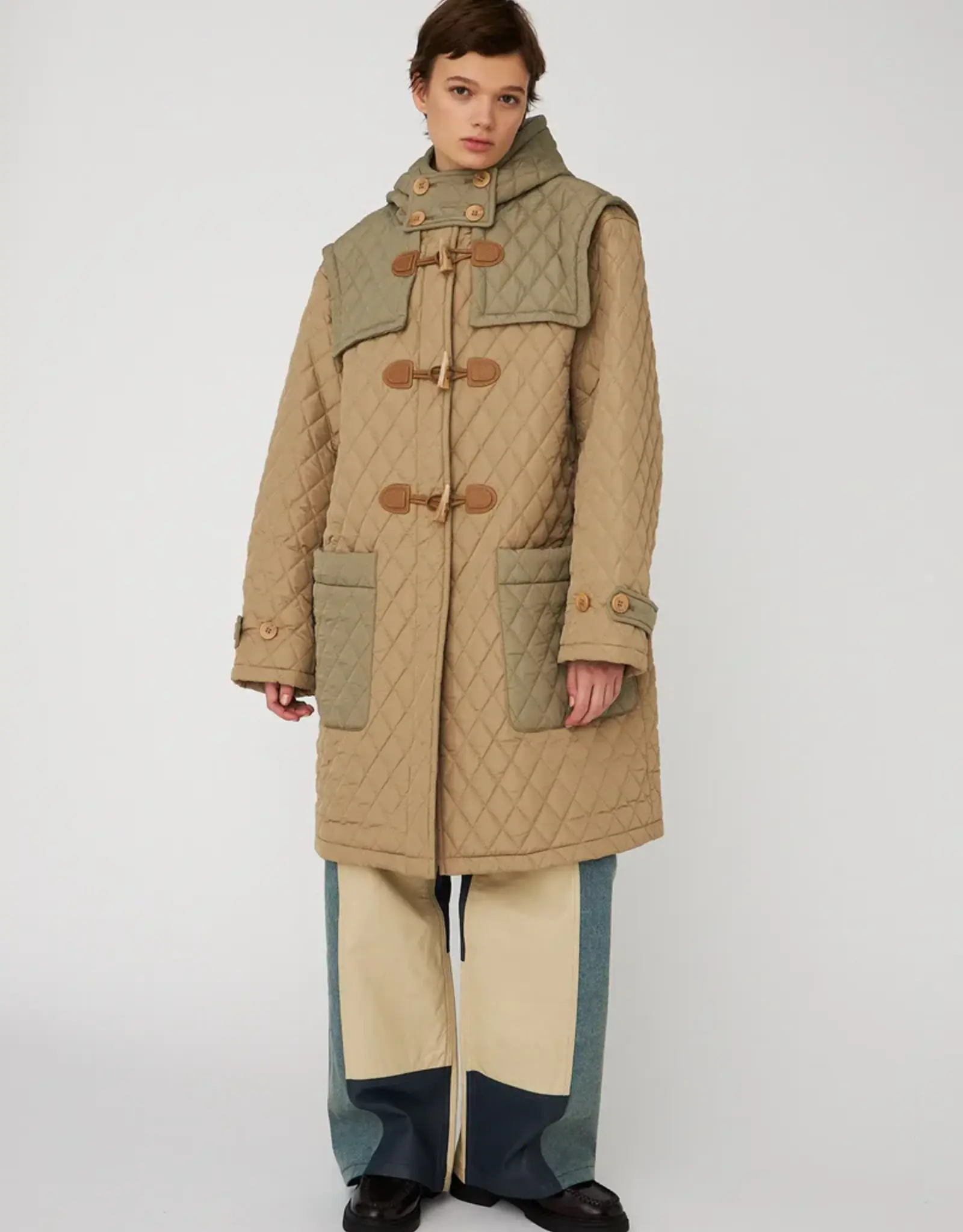 STELLA NOVA QUILTED DUFFEL COAT - OLIVE