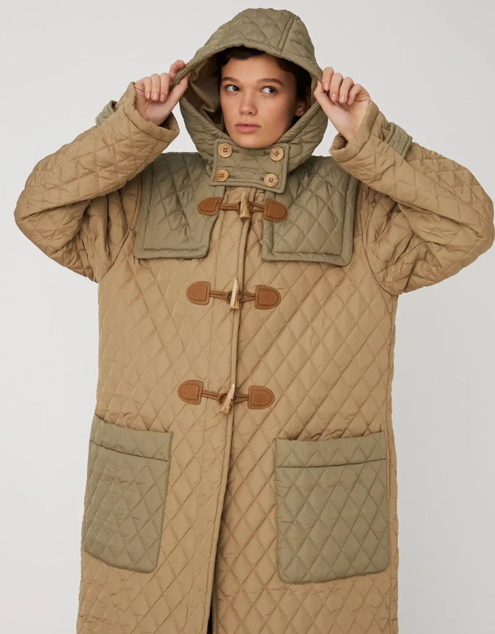 STELLA NOVA QUILTED DUFFEL COAT - OLIVE