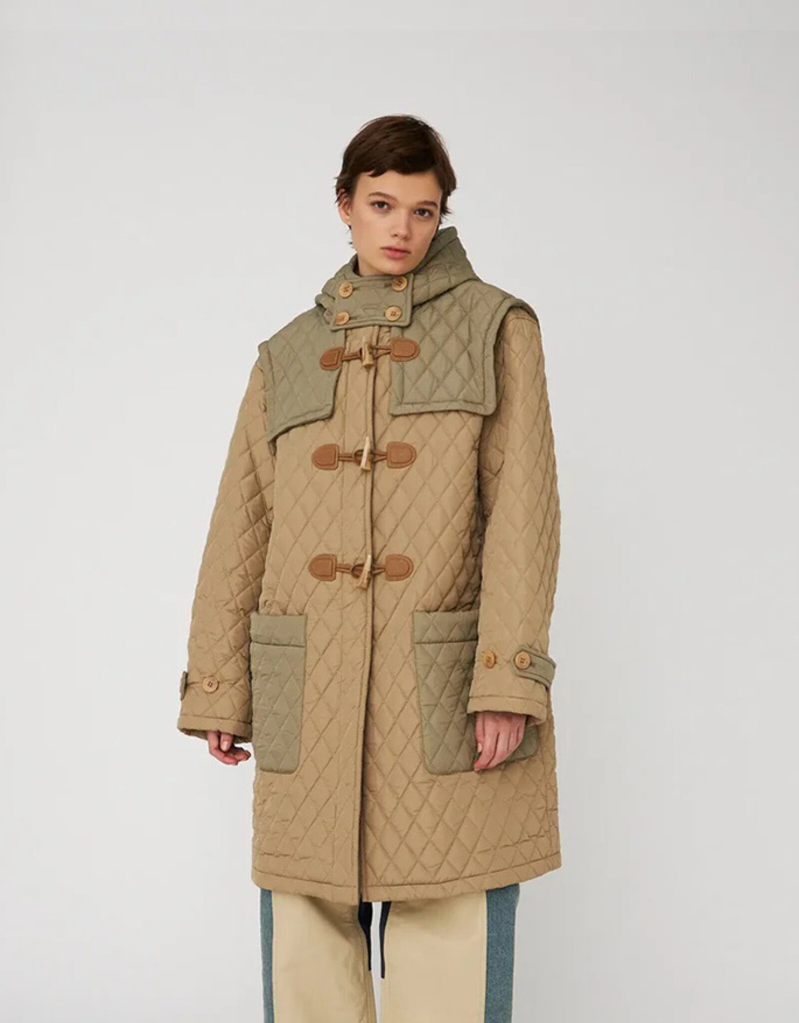 STELLA NOVA QUILTED DUFFEL COAT - OLIVE