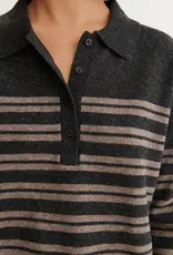 BASIC APPAREL SELEM STRIPE POLO - GREY MELANGE