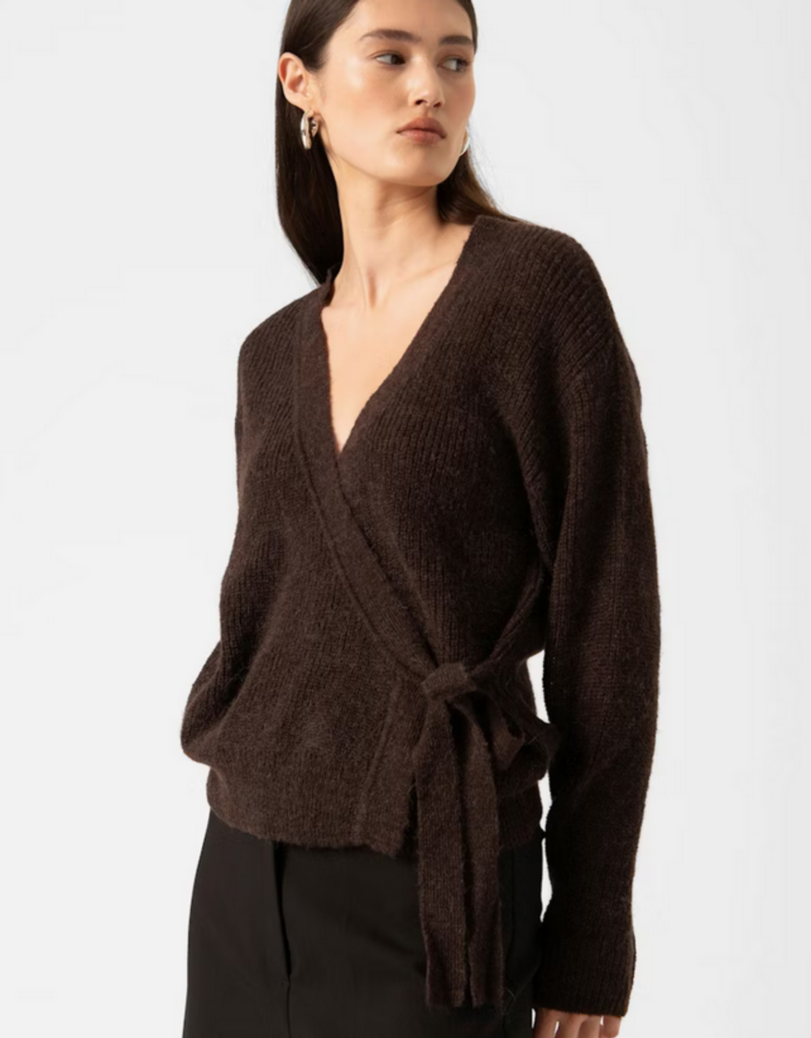 Soaked SOAKED IN LUXURY TUESDAY WRAP CARDIGAN - CHOCOLATE