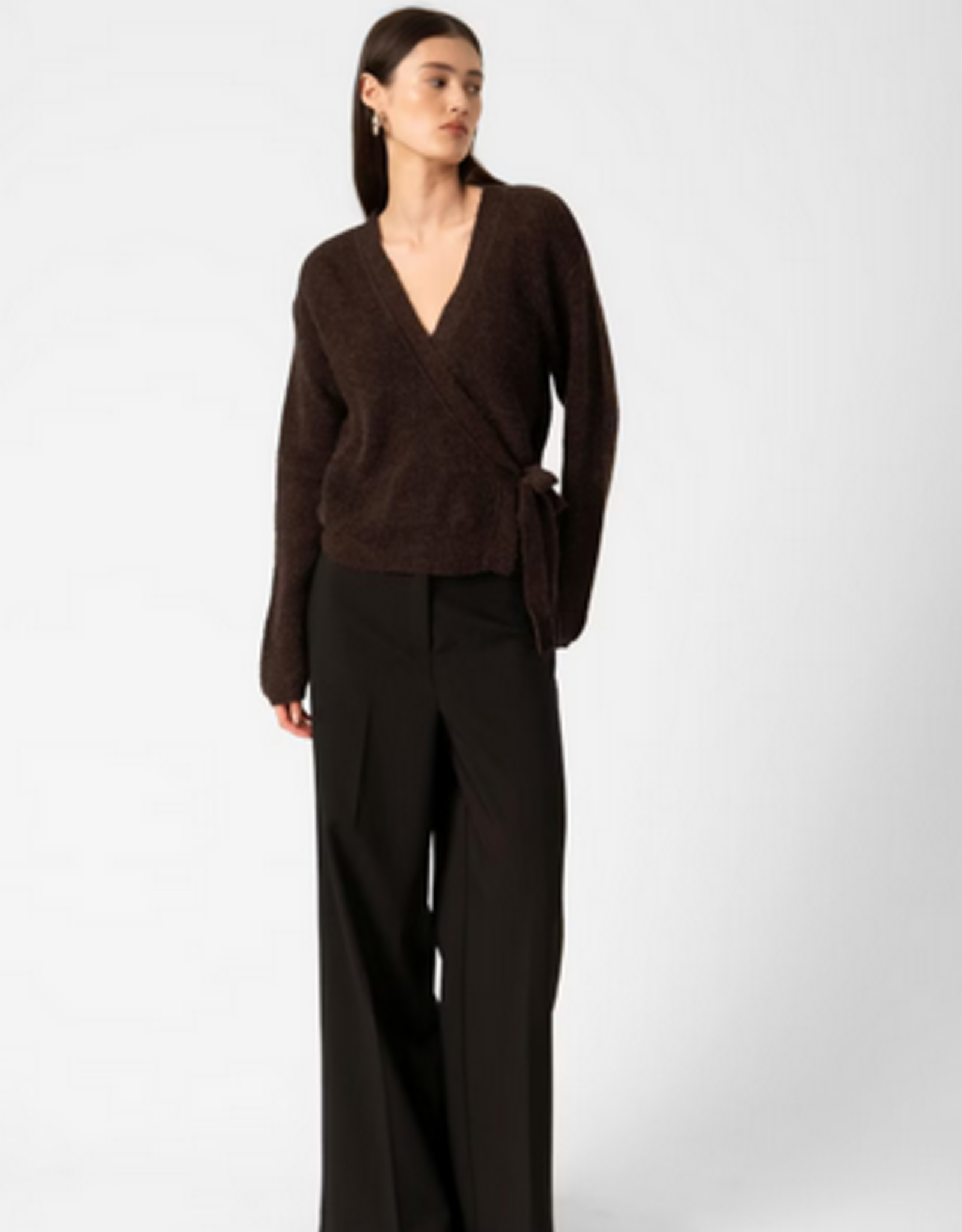 Soaked SOAKED IN LUXURY TUESDAY WRAP CARDIGAN - CHOCOLATE