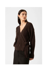 Soaked SOAKED IN LUXURY TUESDAY WRAP CARDIGAN - CHOCOLATE