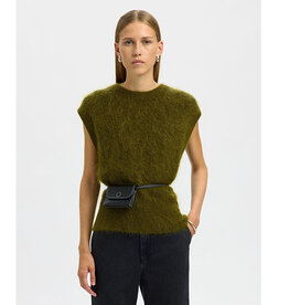 Selected Femme SELECTED FEMME MIRA MOHAIR KNIT VEST - GREEN