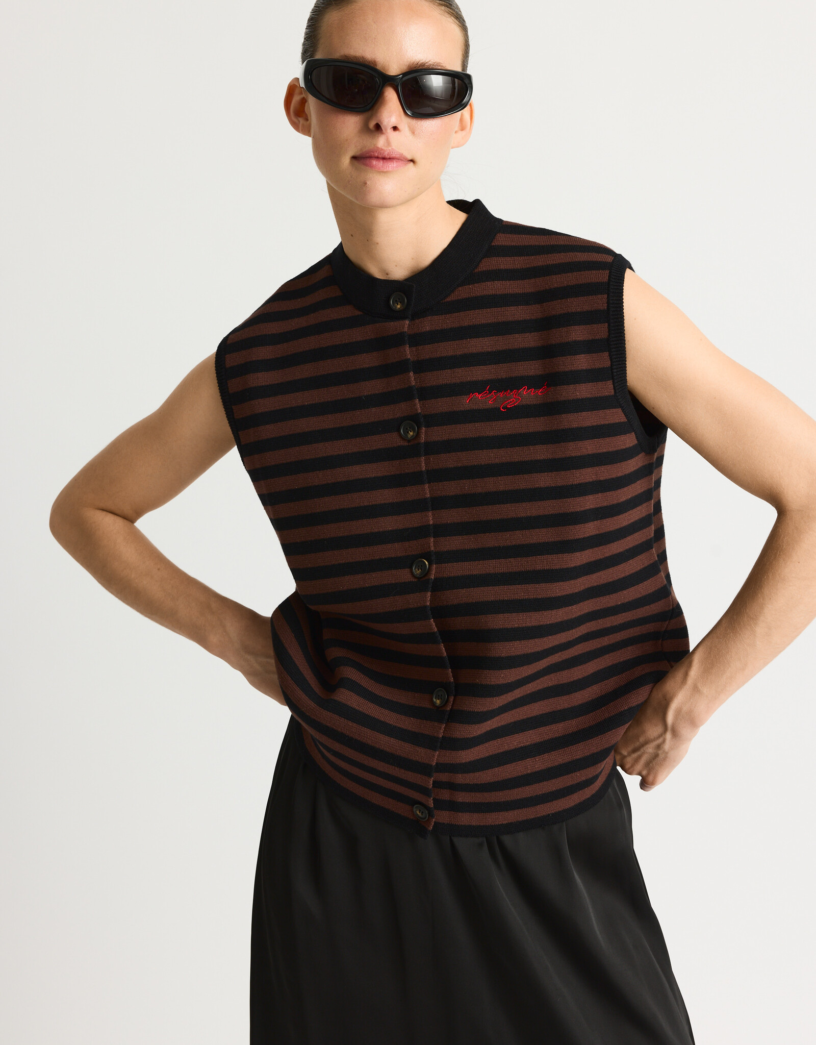 Résumé RÉSUMÉ KODY KNIT VEST - BLACK STRIPE