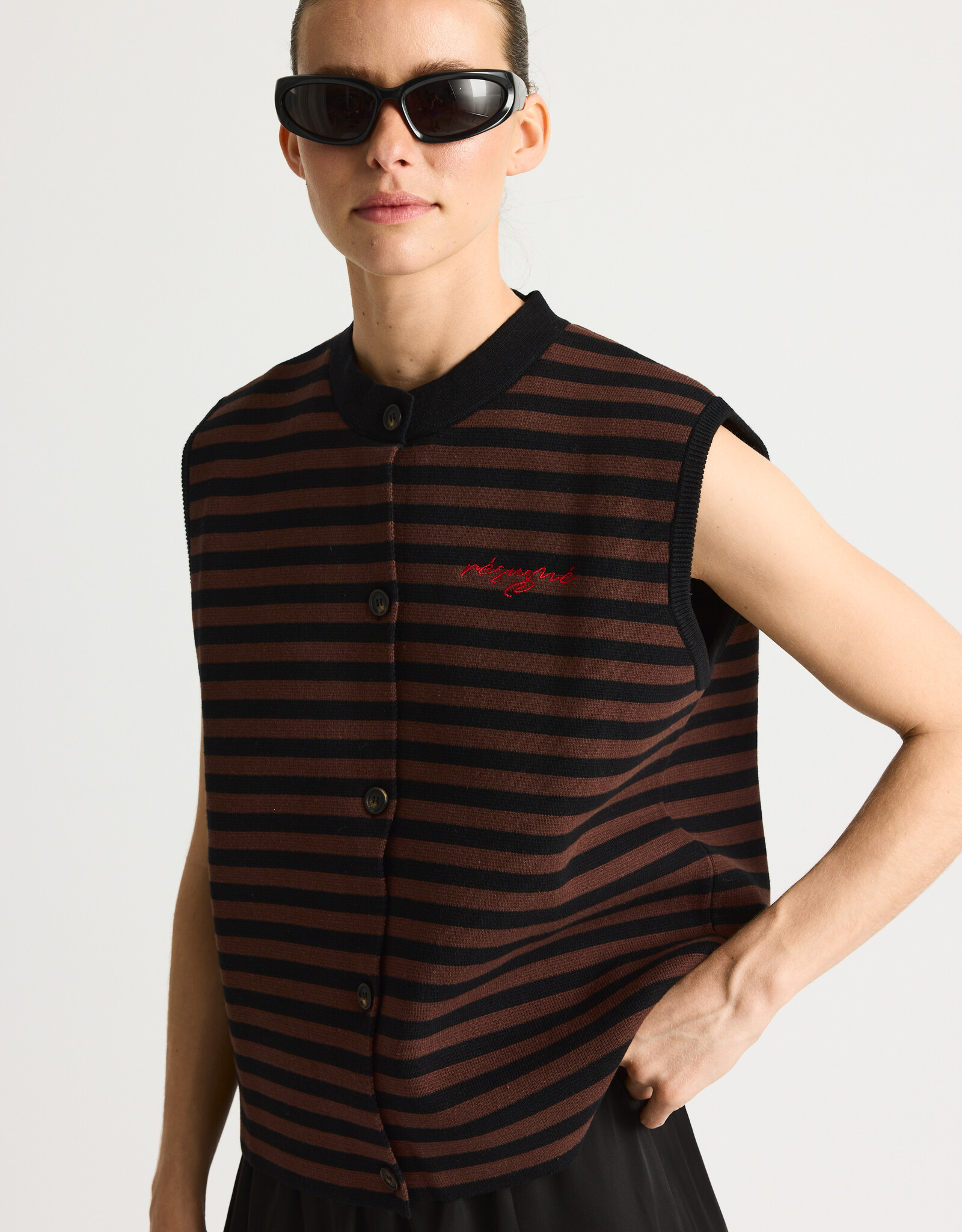 Résumé RÉSUMÉ KODY KNIT VEST - BLACK STRIPE
