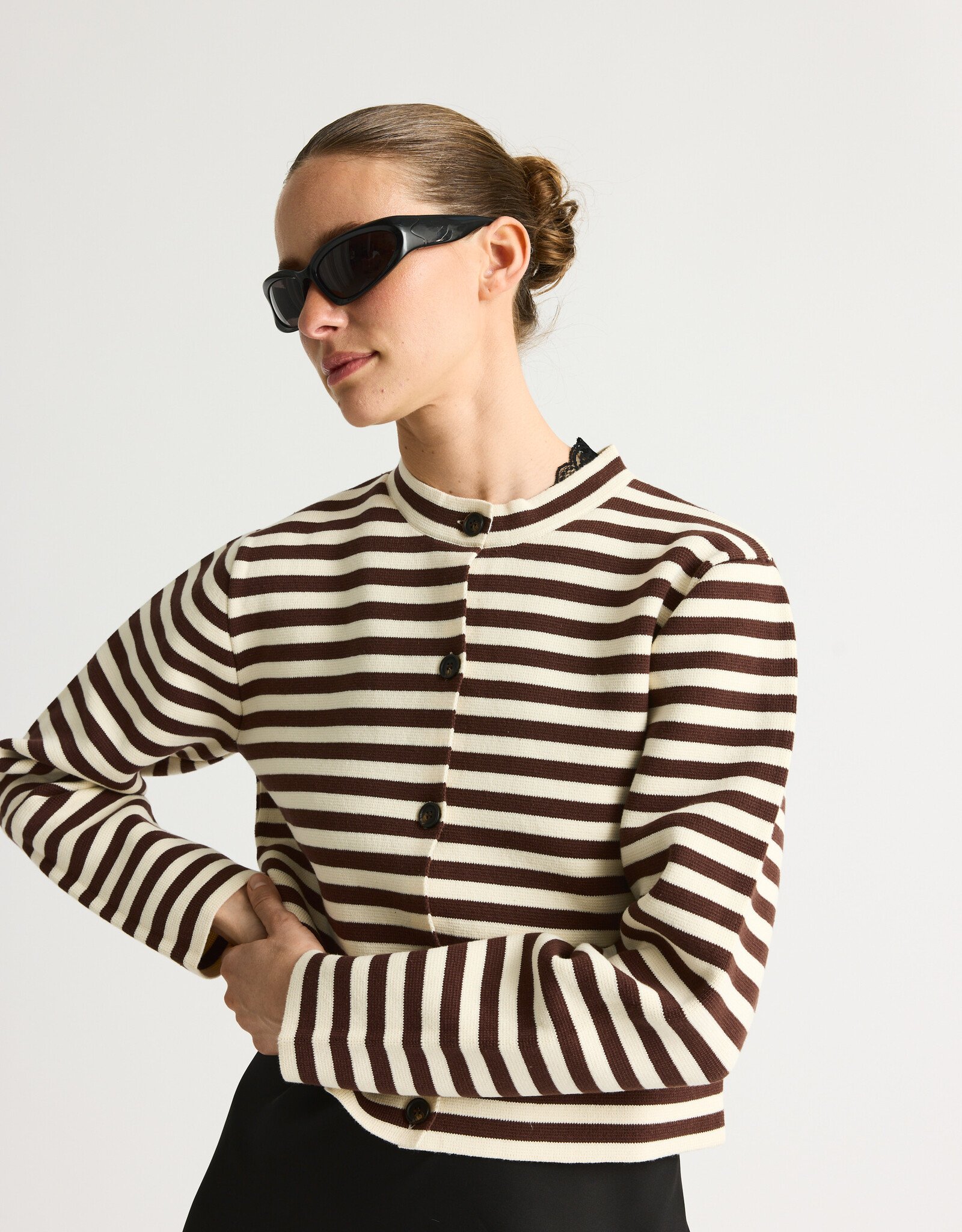 RÉSUMÉ KODY KNIT CARDIGAN - CREME STRIPE