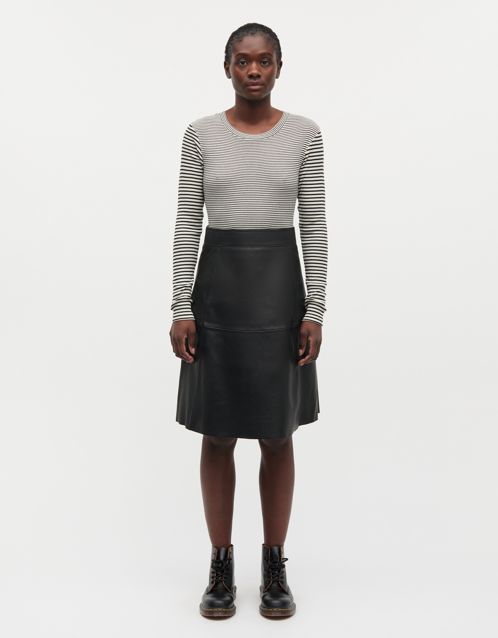 Mads Norgaard MADS NØRGAARD STRIPE TUBA TEE - VANILLA ICE /BLACK