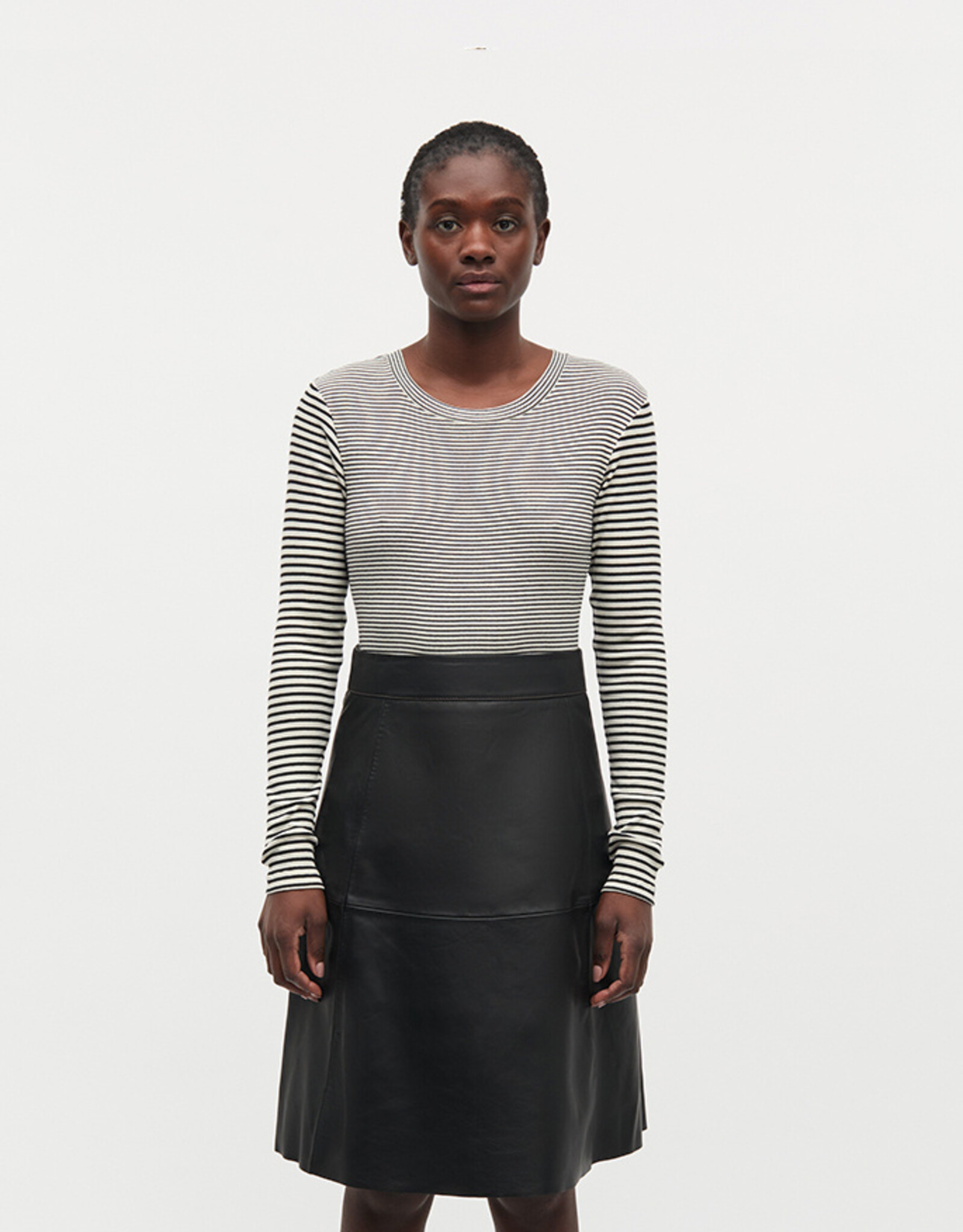 Mads Norgaard MADS NØRGAARD STRIPE TUBA TEE - VANILLA ICE /BLACK