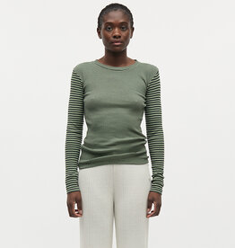 Mads Norgaard MADS NØRGAARD STRIPE TUBA TEE - SEA SPRAY/BLACK