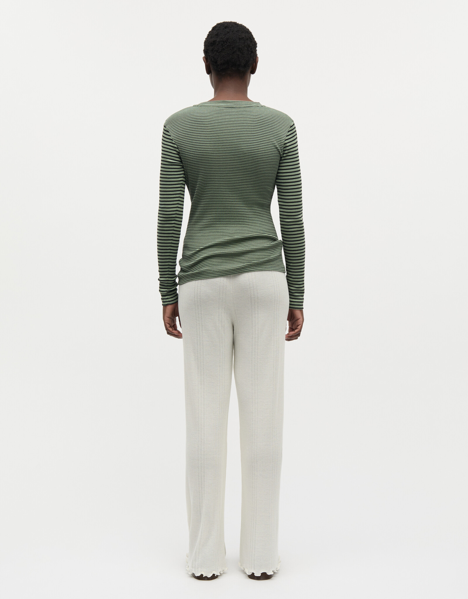 Mads Norgaard MADS NØRGAARD STRIPE TUBA TEE - SEA SPRAY/BLACK