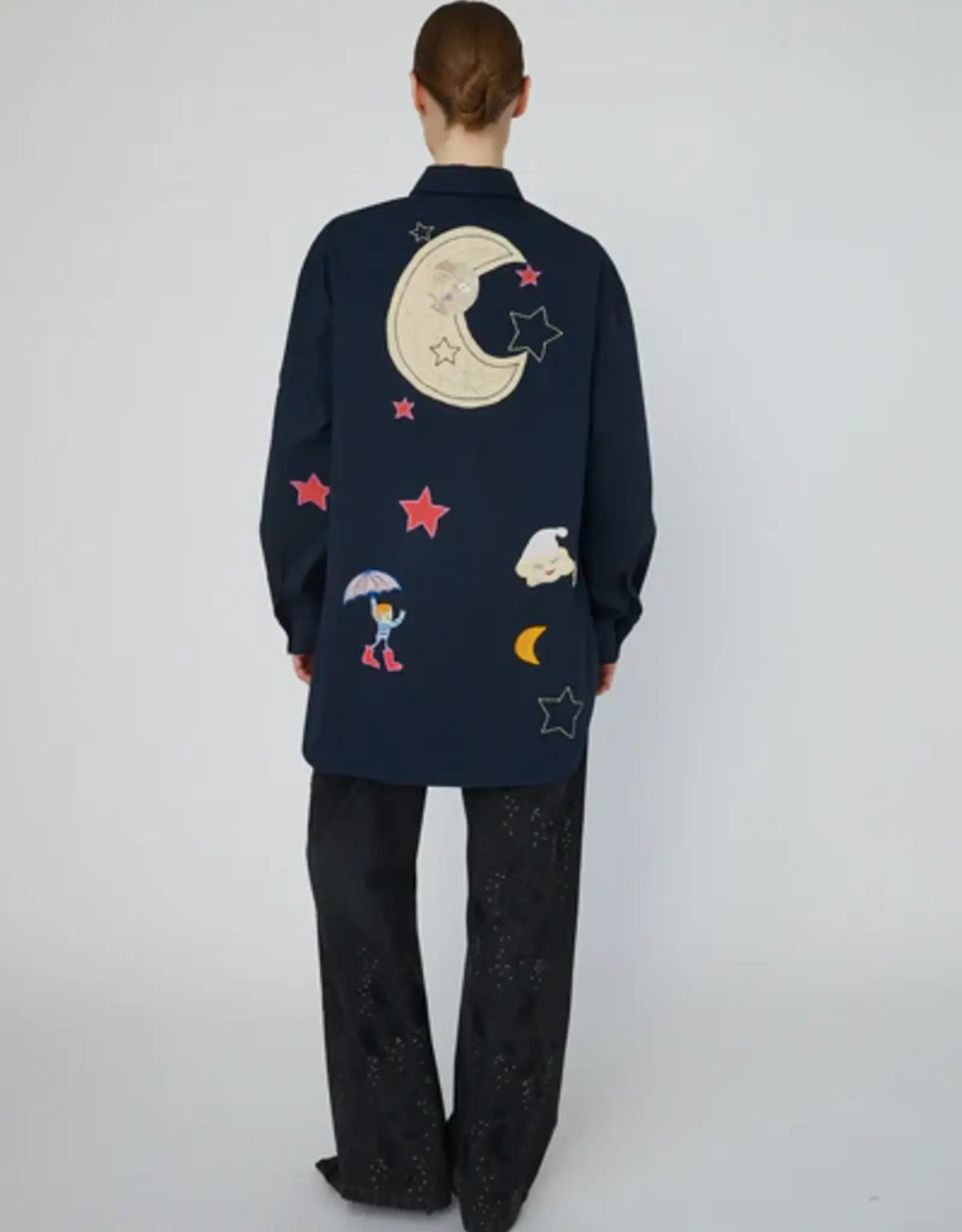 STELLA NOVA BEAD EMBELLISHED SHIRT - NAVY