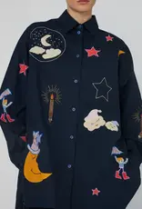 STELLA NOVA BEAD EMBELLISHED SHIRT - NAVY