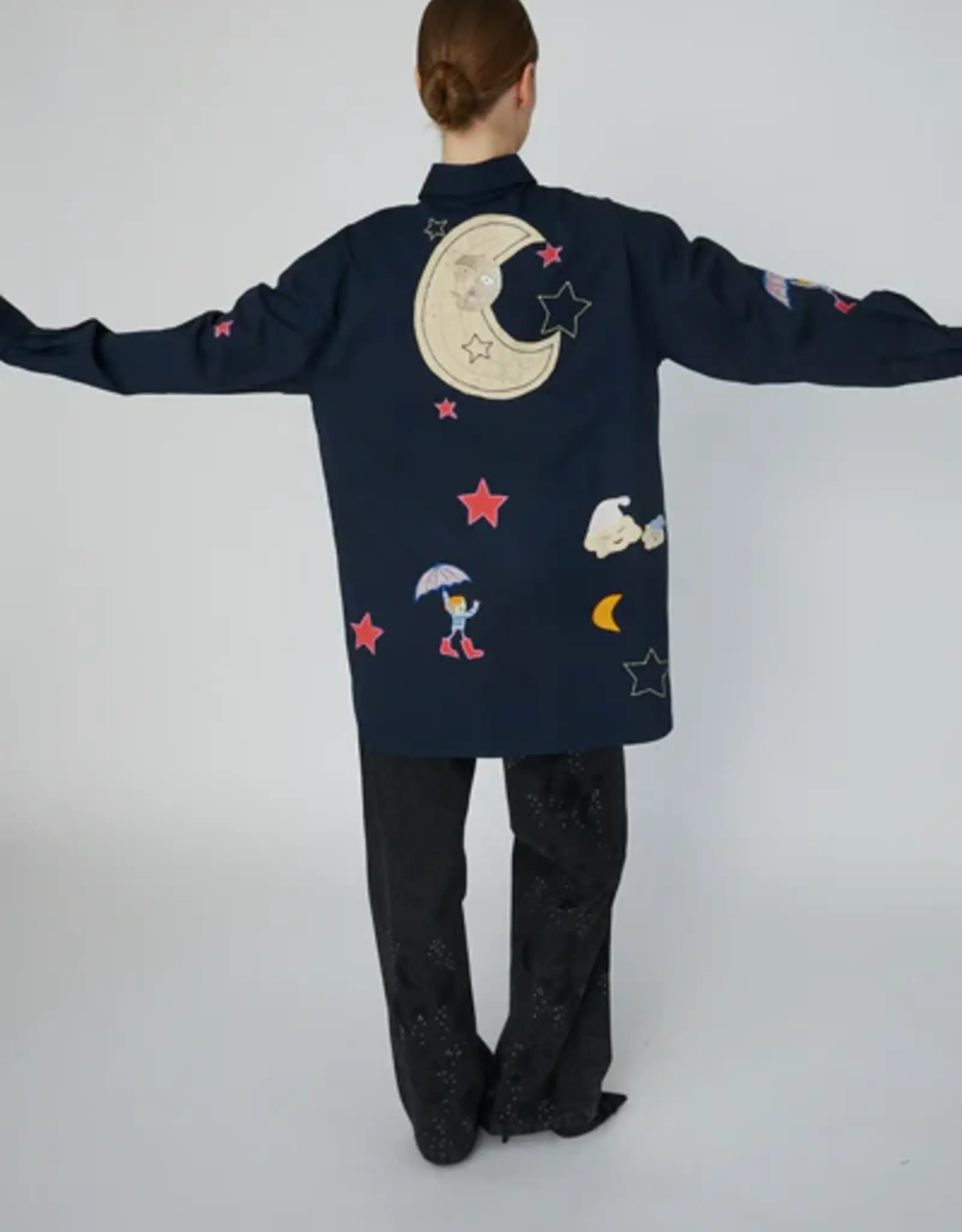 STELLA NOVA BEAD EMBELLISHED SHIRT - NAVY