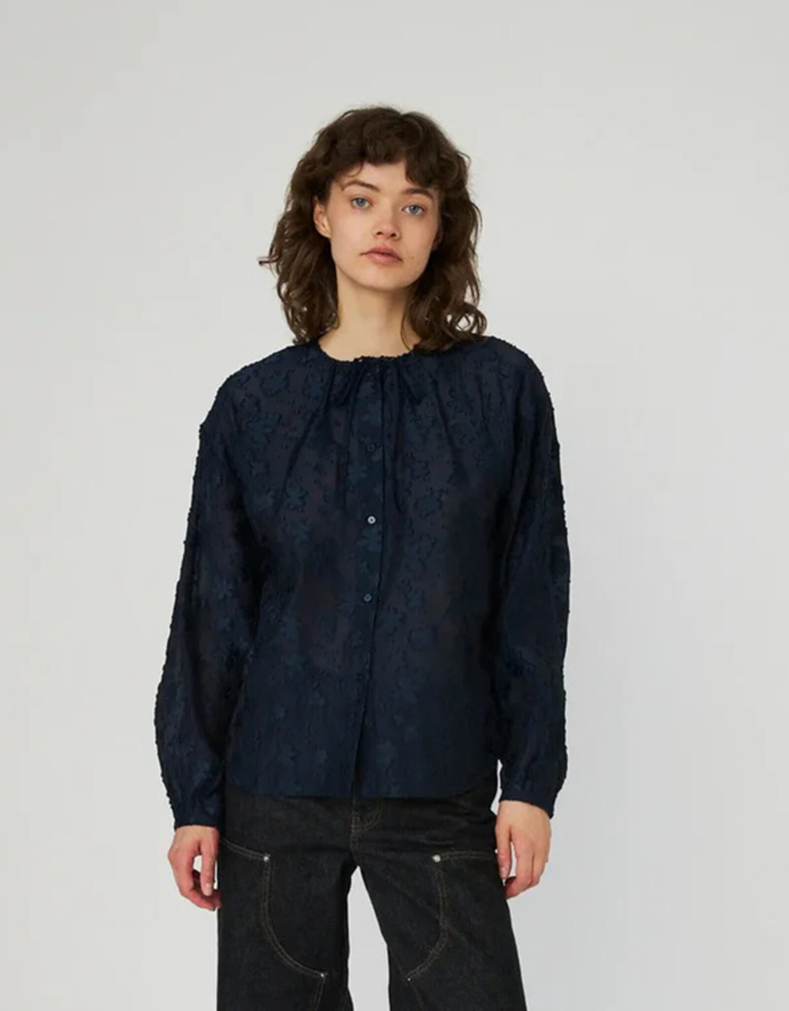 STELLA NOVA FLOWER JACQUARD SHIRT - NAVY