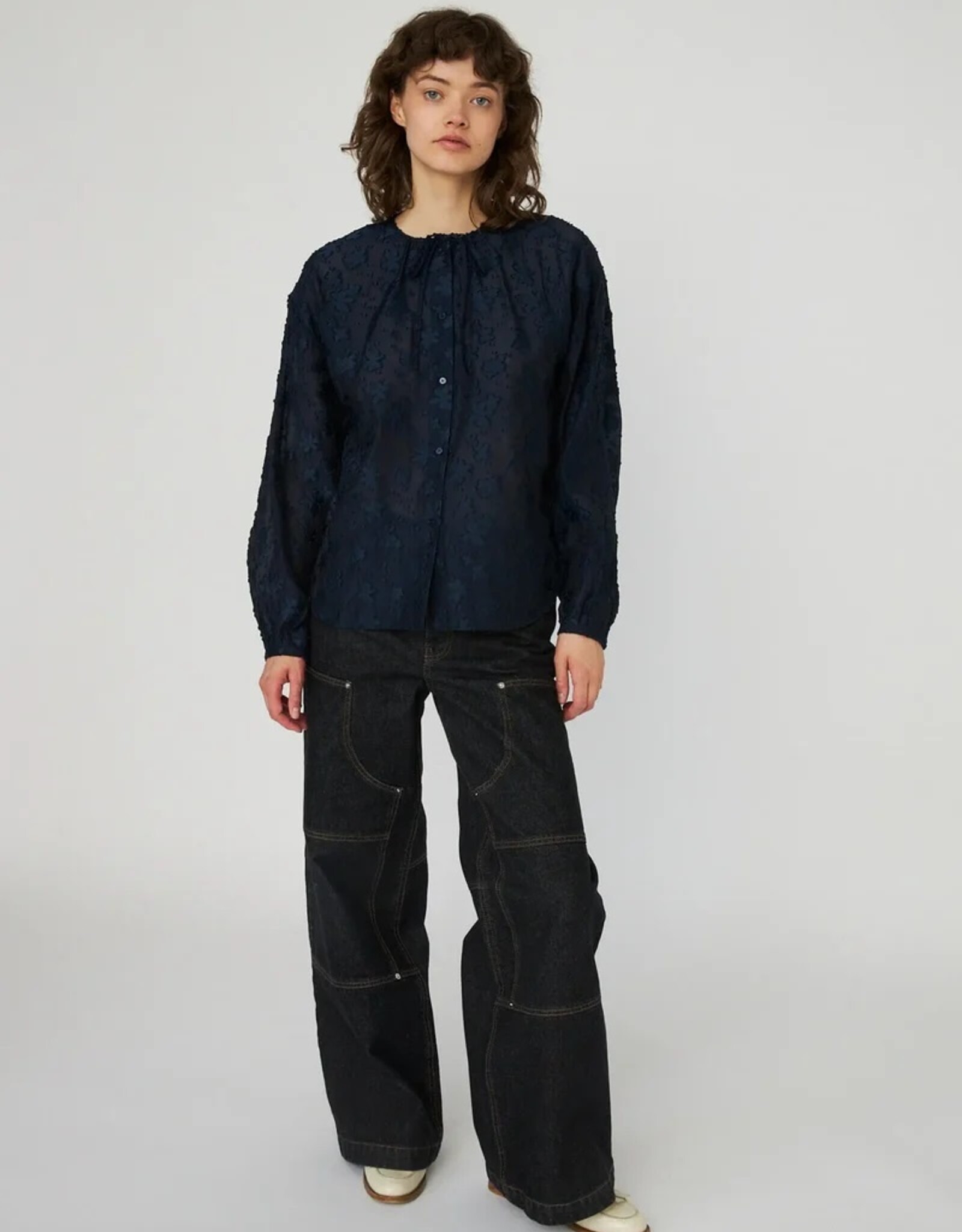 STELLA NOVA FLOWER JACQUARD SHIRT - NAVY