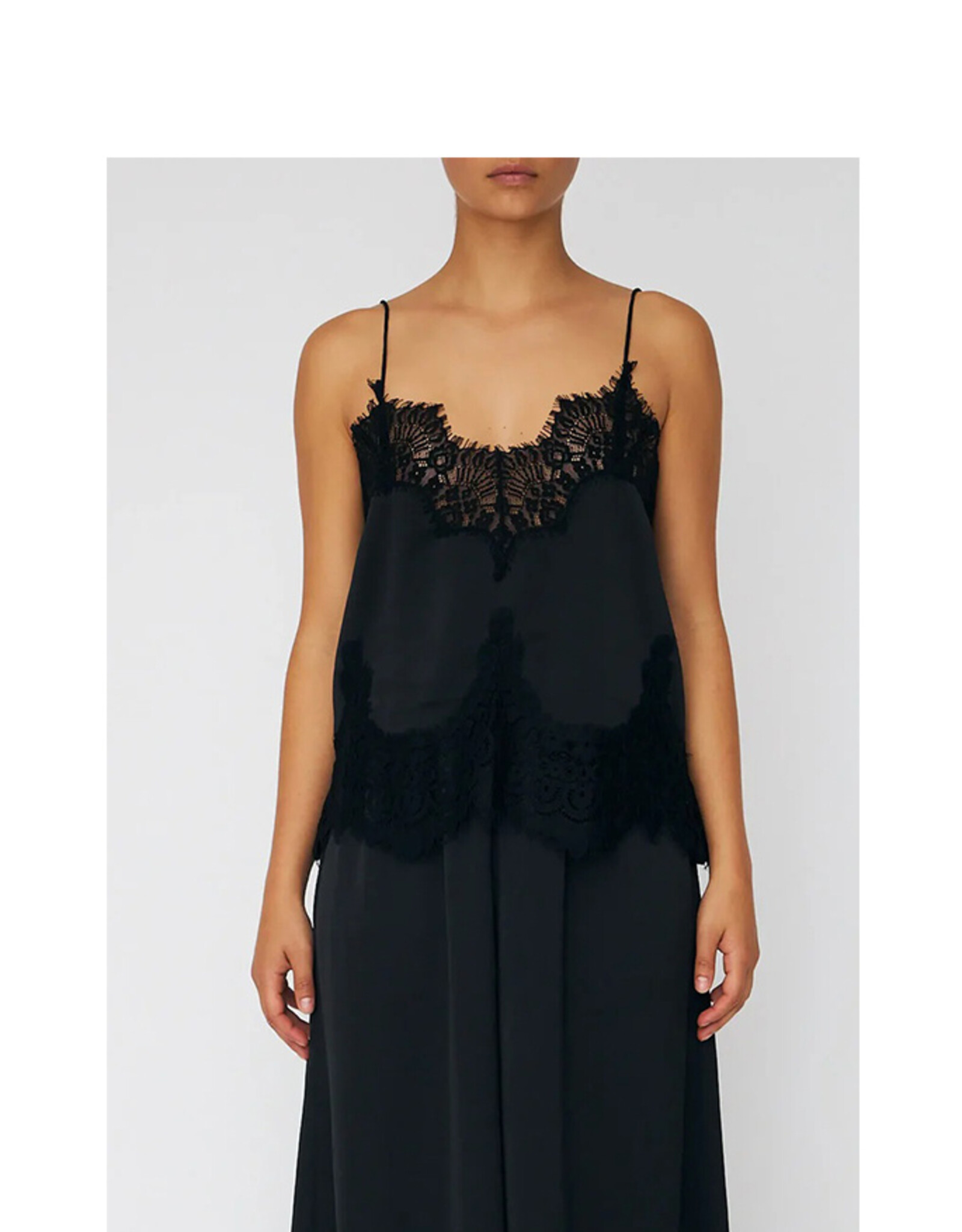 STELLA NOVA DELICATE LACE TOP - BLACK