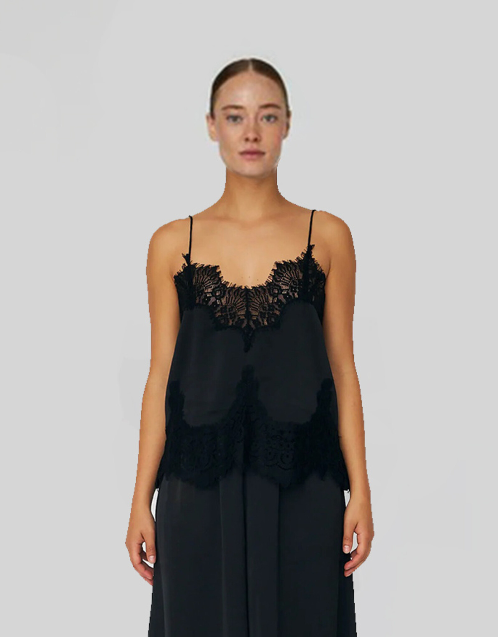 STELLA NOVA DELICATE LACE TOP - BLACK