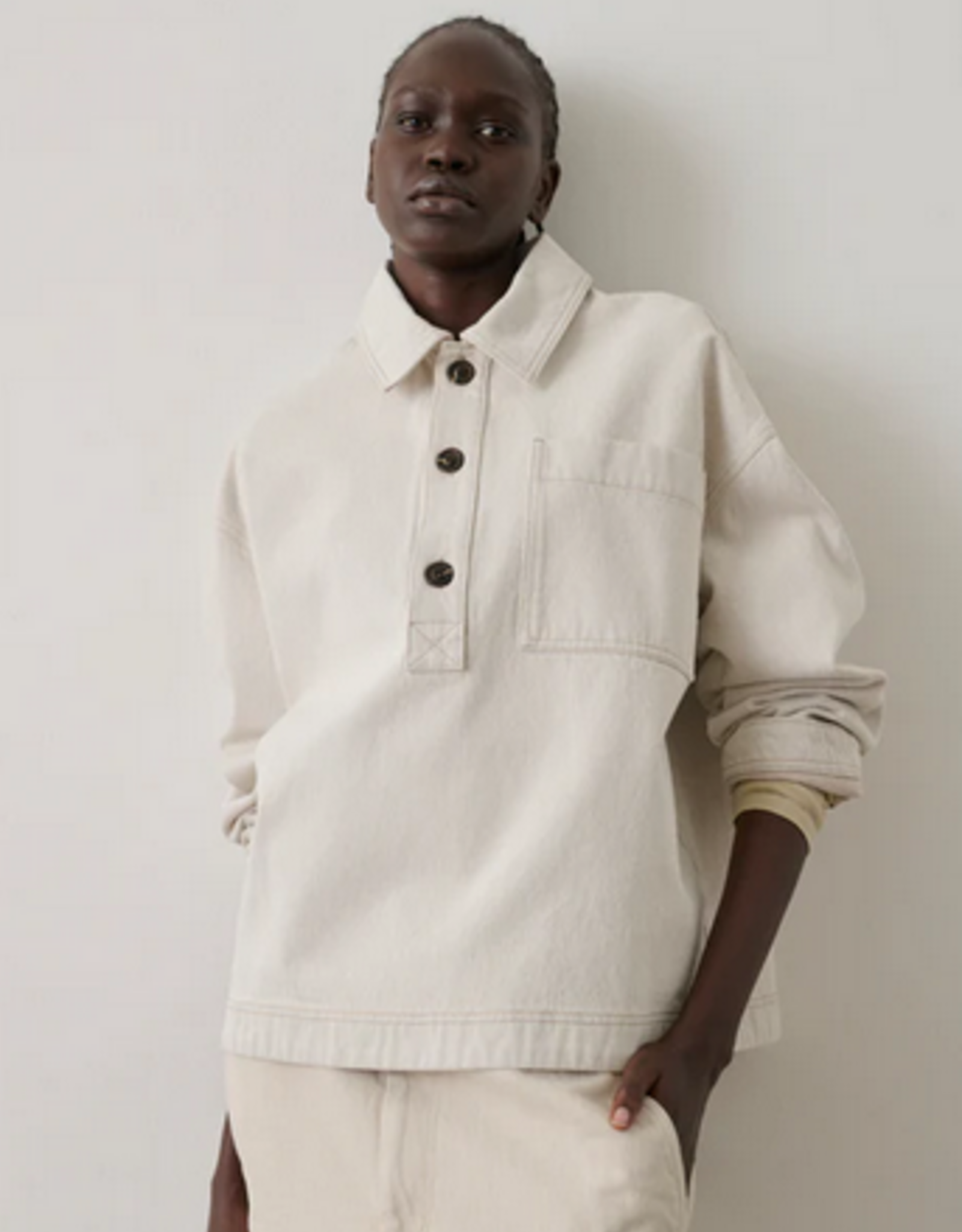 soeur SOEUR AUSTIN DENIM BLOUSE - LIGHT