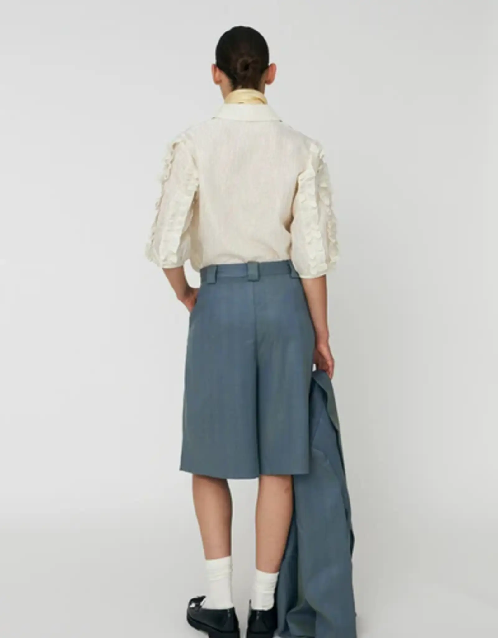 STELLA NOVA HERRINGBONE SUITING SHORT - AQUA GREEN