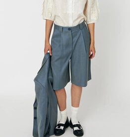 STELLA NOVA HERRINGBONE SUITING SHORT - AQUA GREEN