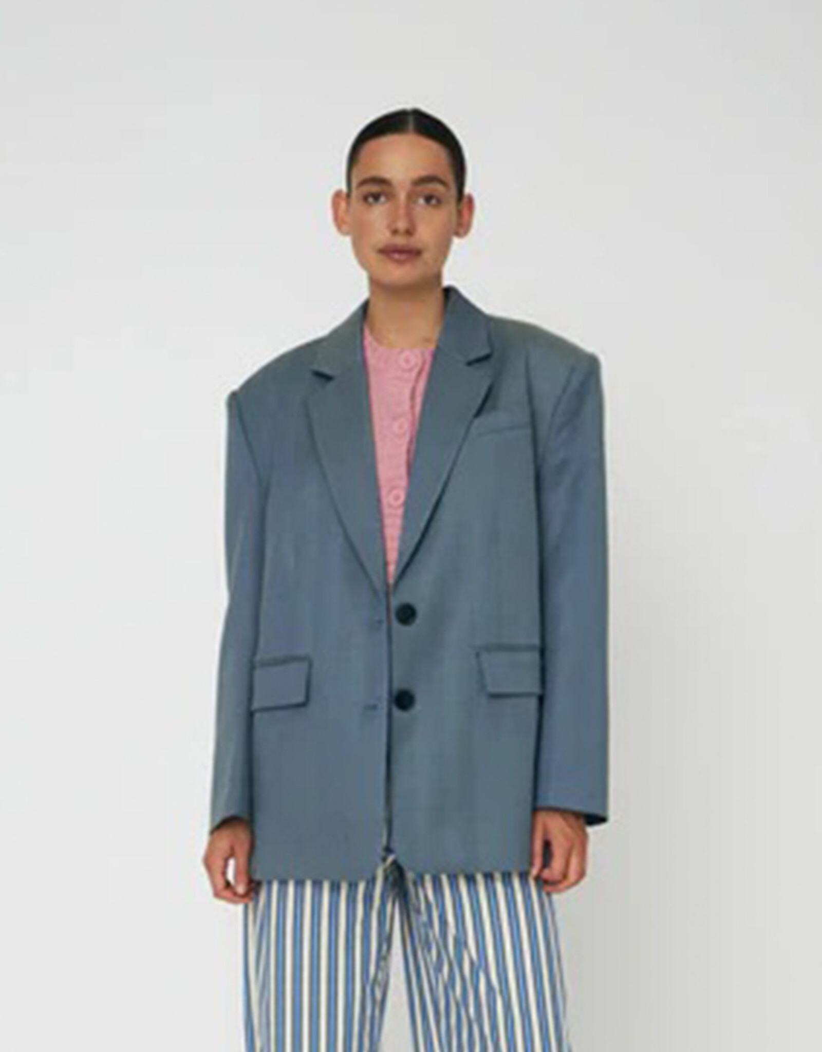 STELLA NOVA HERRINGBONE BLAZER - AQUA GREEN