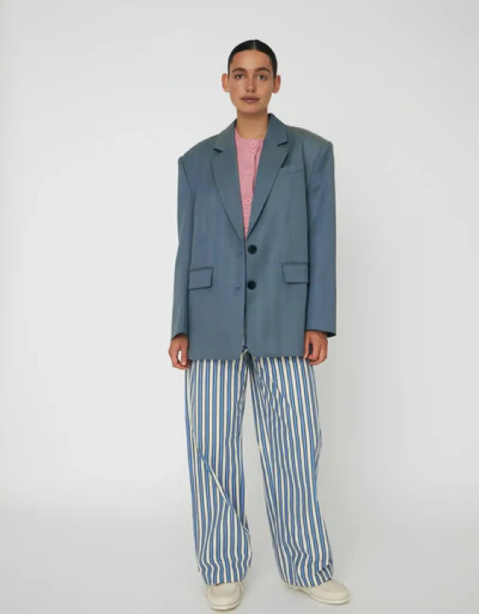 STELLA NOVA HERRINGBONE BLAZER - AQUA GREEN