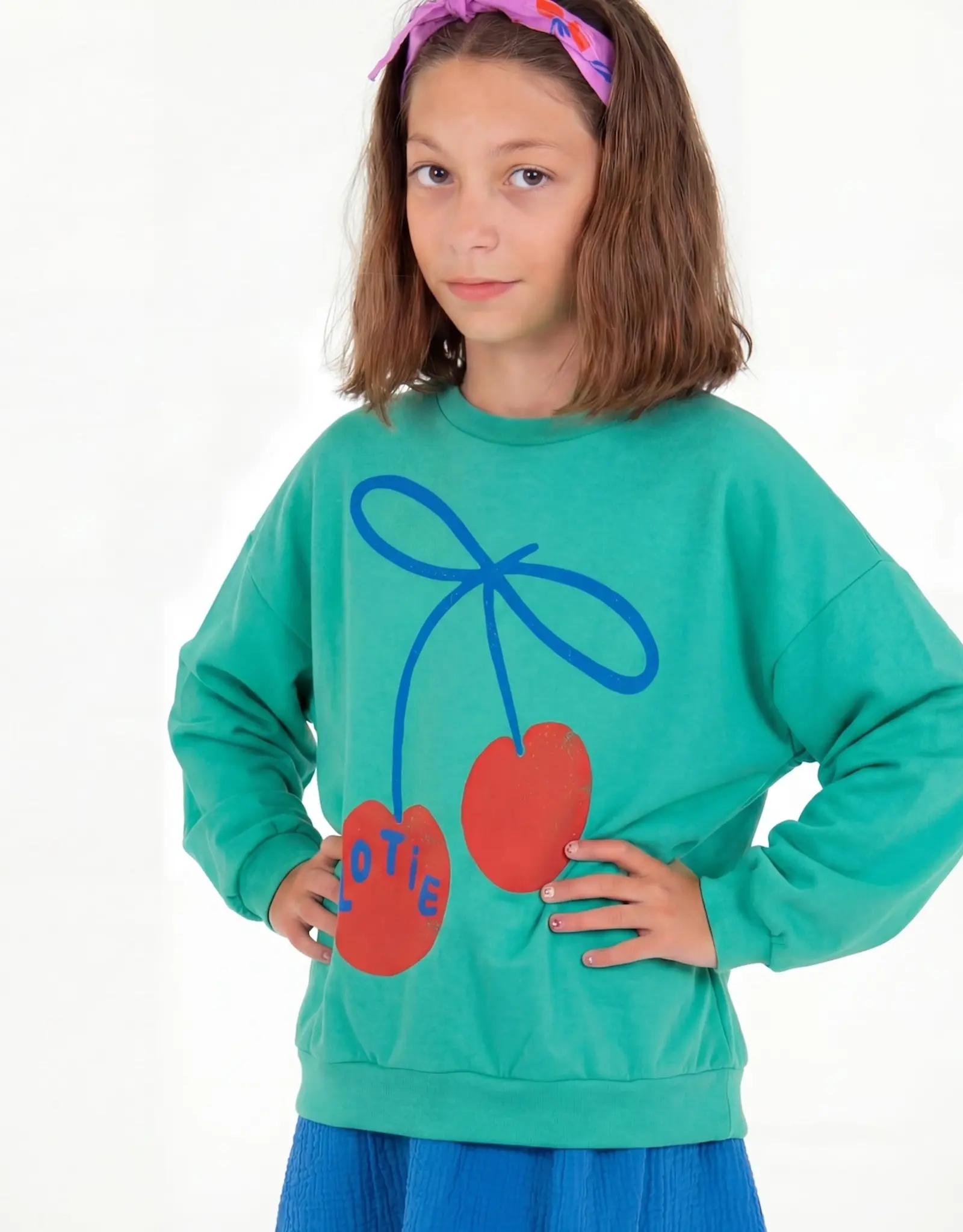 LOTIE KIDS CHERRY SWEATSHIRT - GREEN