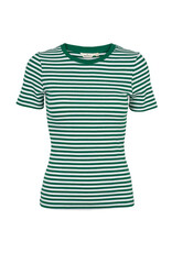 BASIC APPAREL LUDMILLA SS STRIPE GRANDDAD - GREEN/WHITE