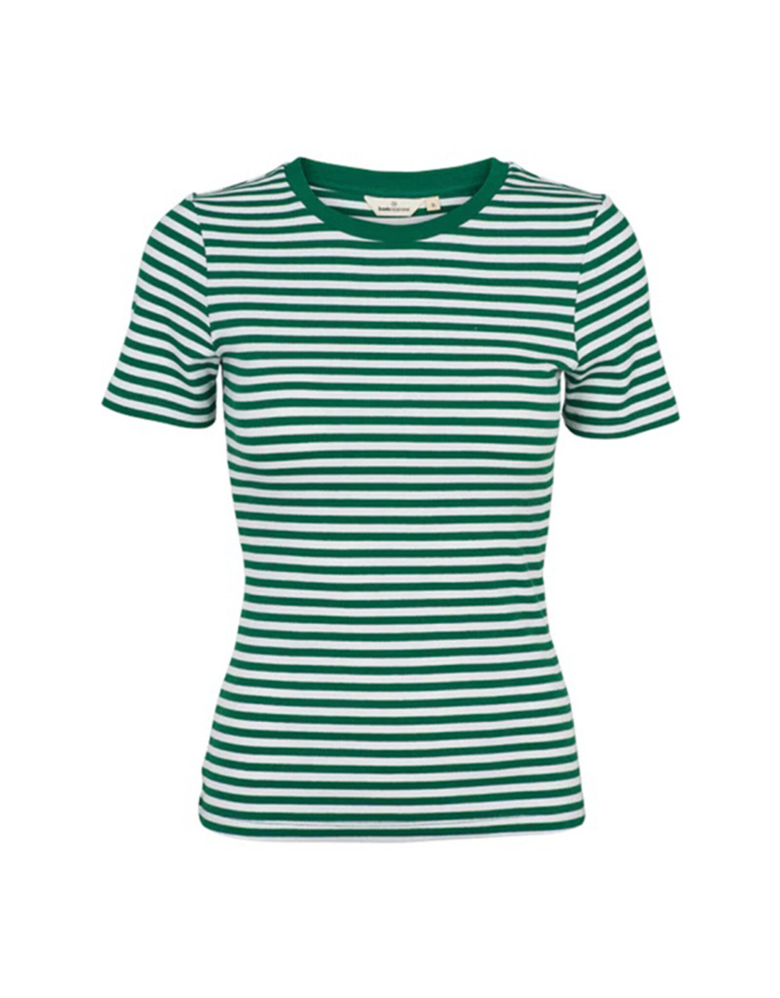 BASIC APPAREL LUDMILLA SS STRIPE GRANDDAD - GREEN/WHITE