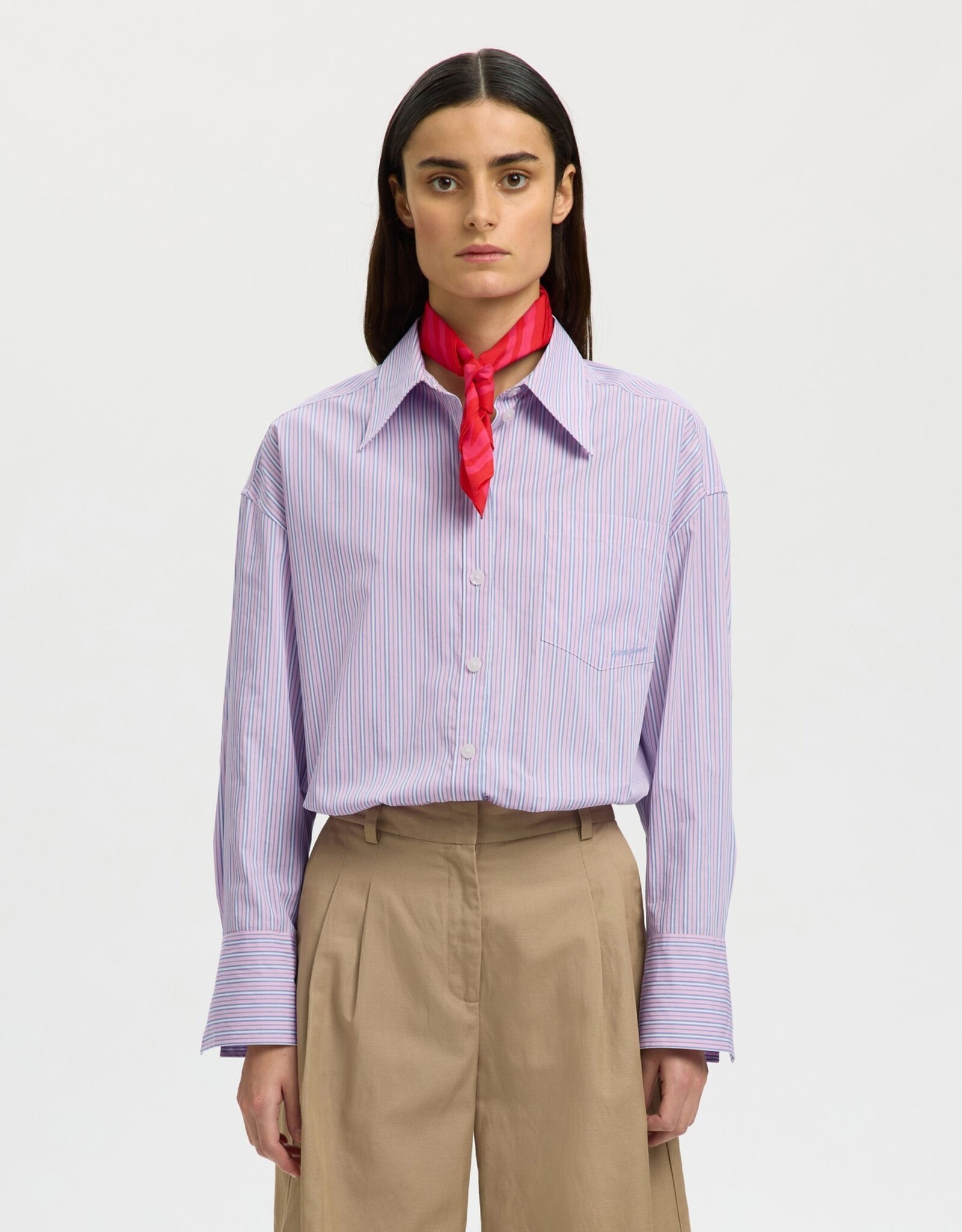 Selected Femme SELECTED FEMME AMOUR SHIRT - PINK/BLUE