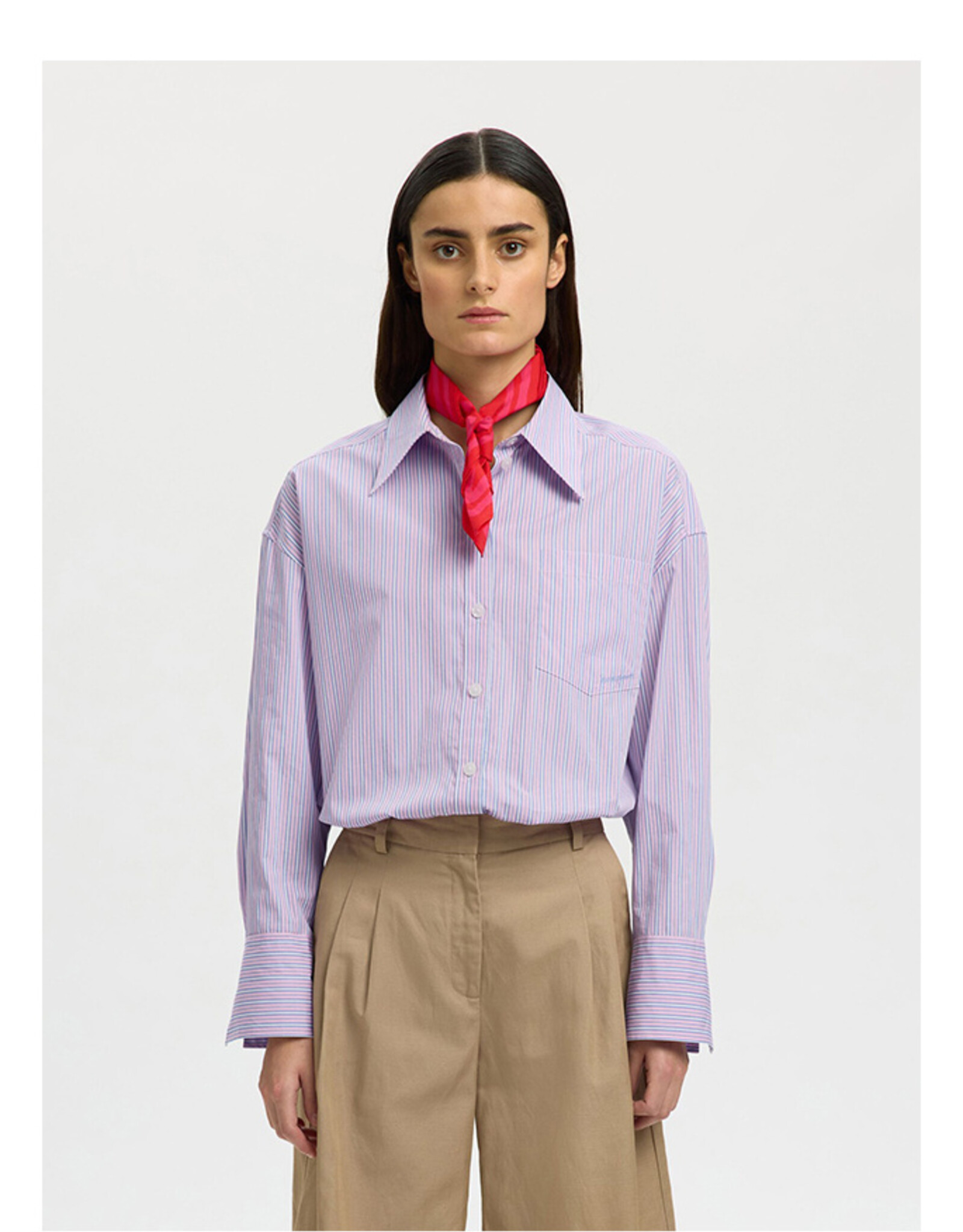 Selected Femme SELECTED FEMME AMOUR SHIRT - PINK/BLUE