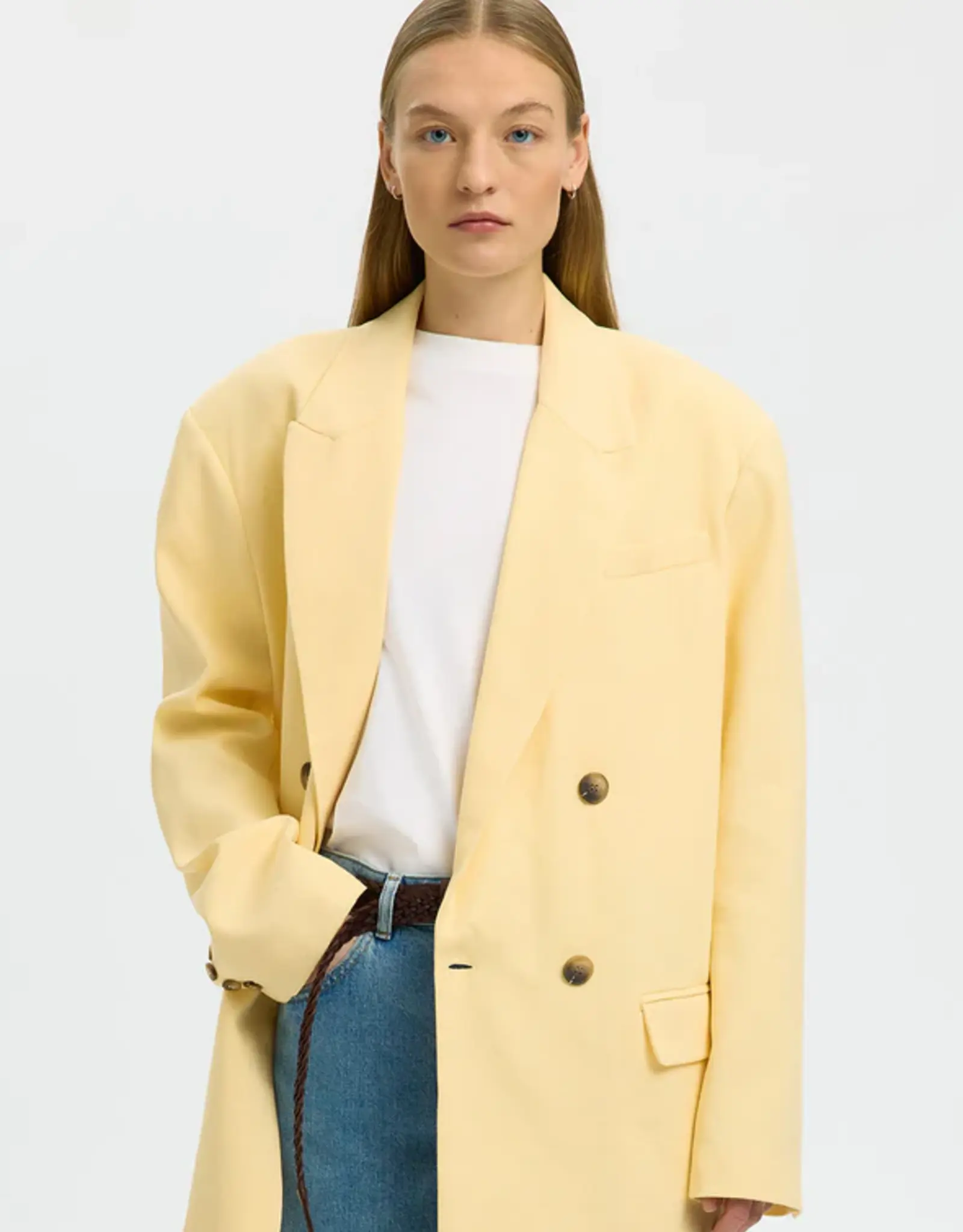 Selected Femme SELECTED FEMME MARLIE BLAZER - ITALIAN STRAW