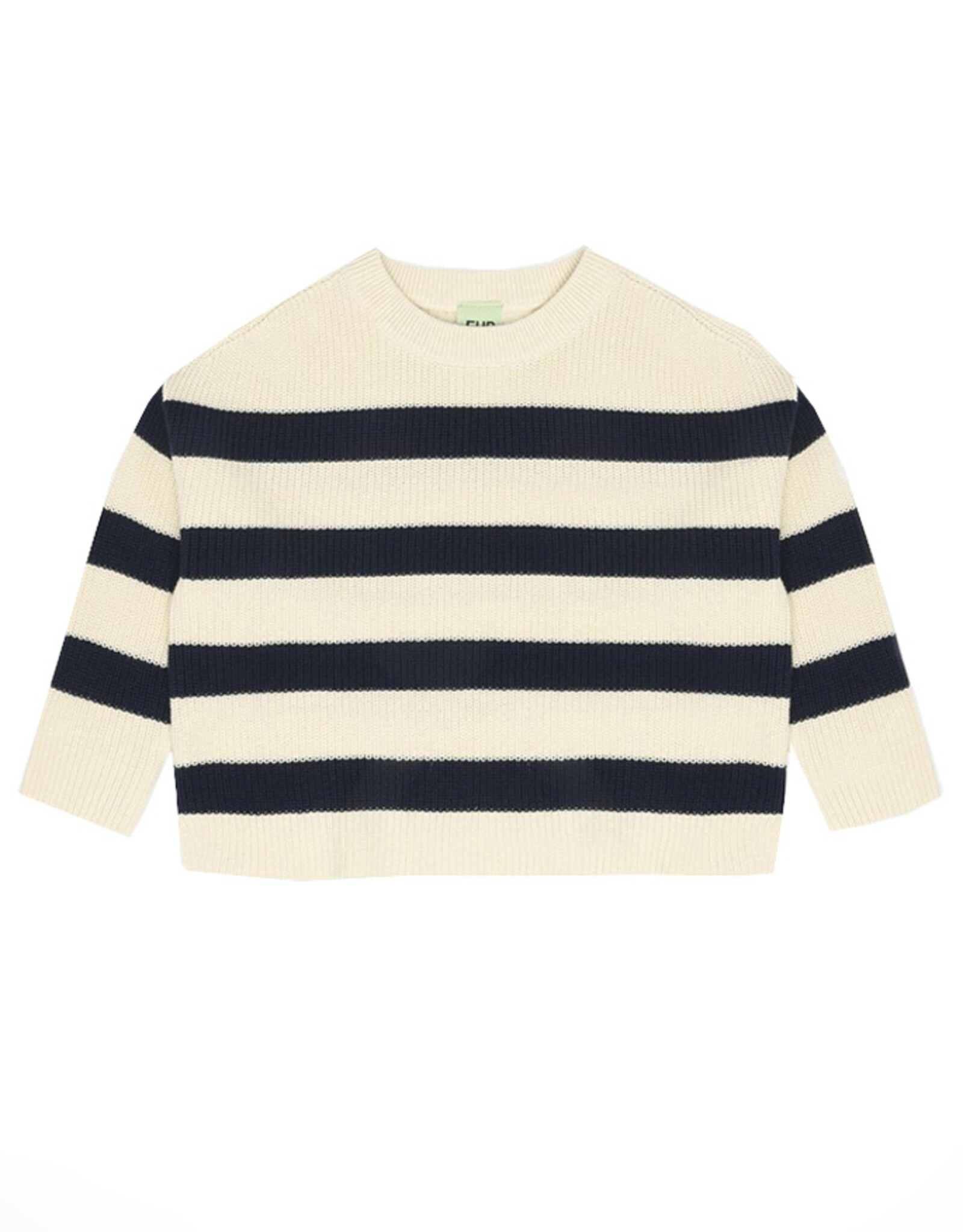 Fub FUB RIB SWEATER - ECRU/DARK NAVY