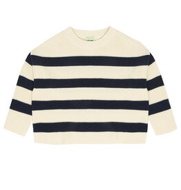 Fub FUB RIB SWEATER - ECRU/DARK NAVY