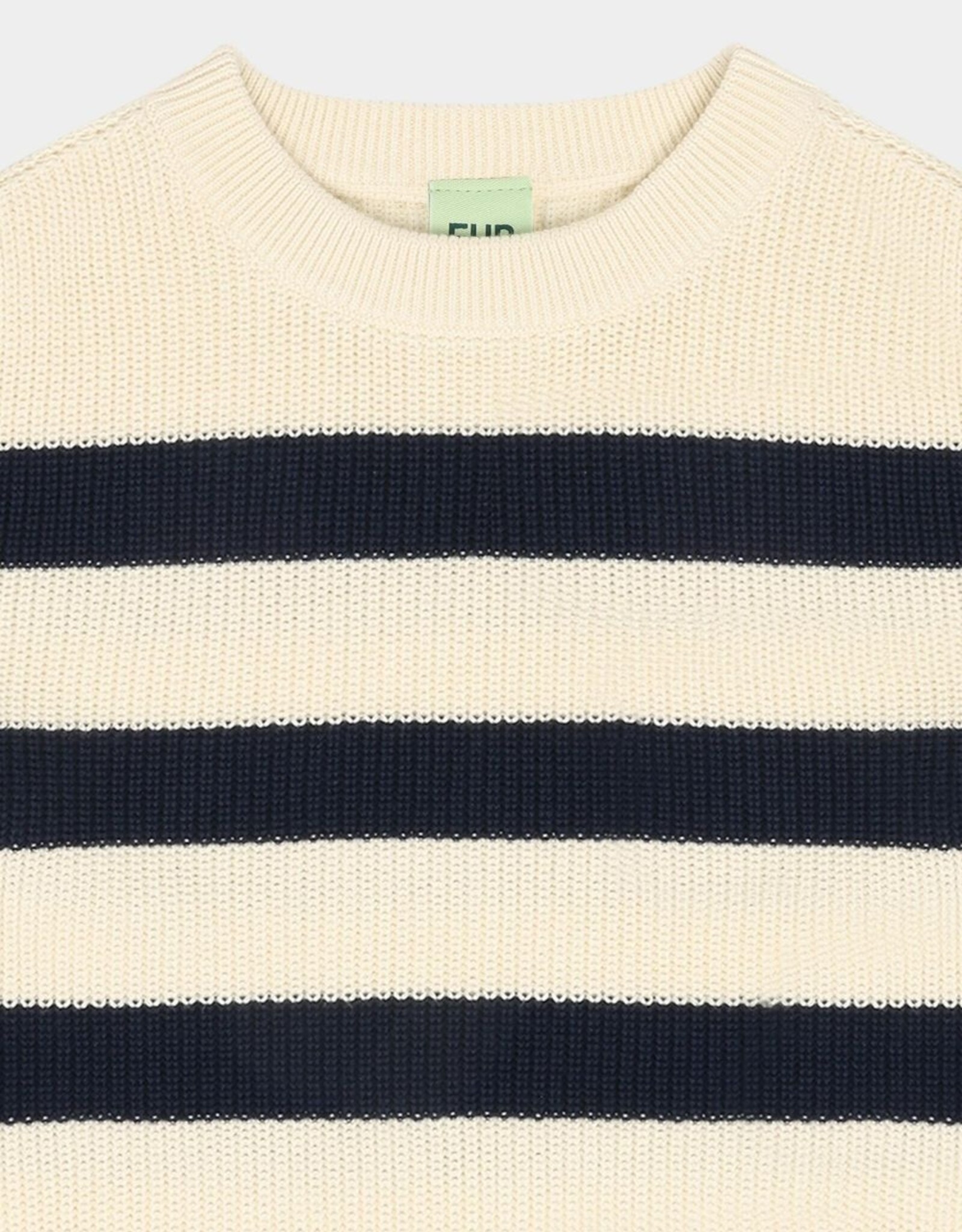 Fub FUB RIB SWEATER - ECRU/DARK NAVY