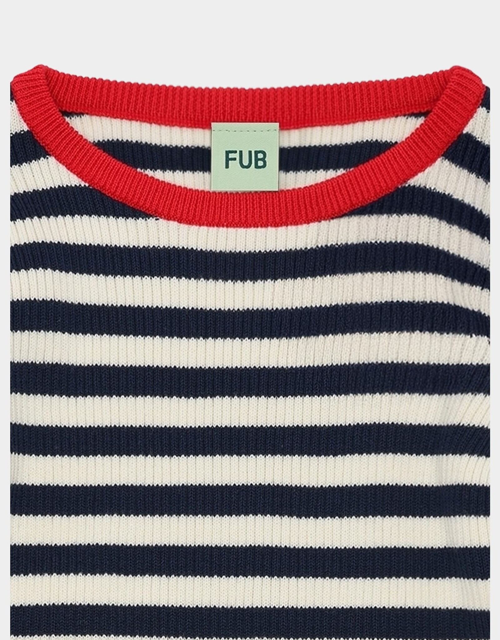 Fub FUN RIB BLOUSE - ECRU/NAVY