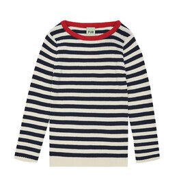 Fub FUN RIB BLOUSE - ECRU/NAVY