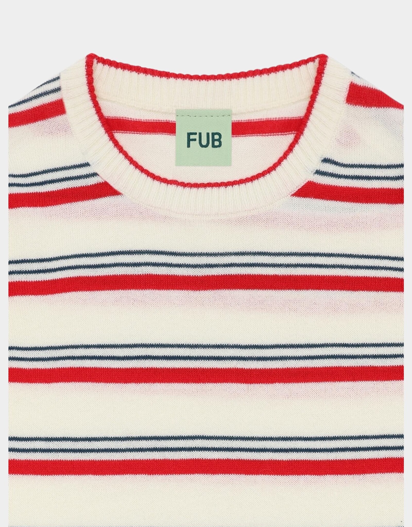Fub FUB STRIPED TSHIRT - ECRU/RED