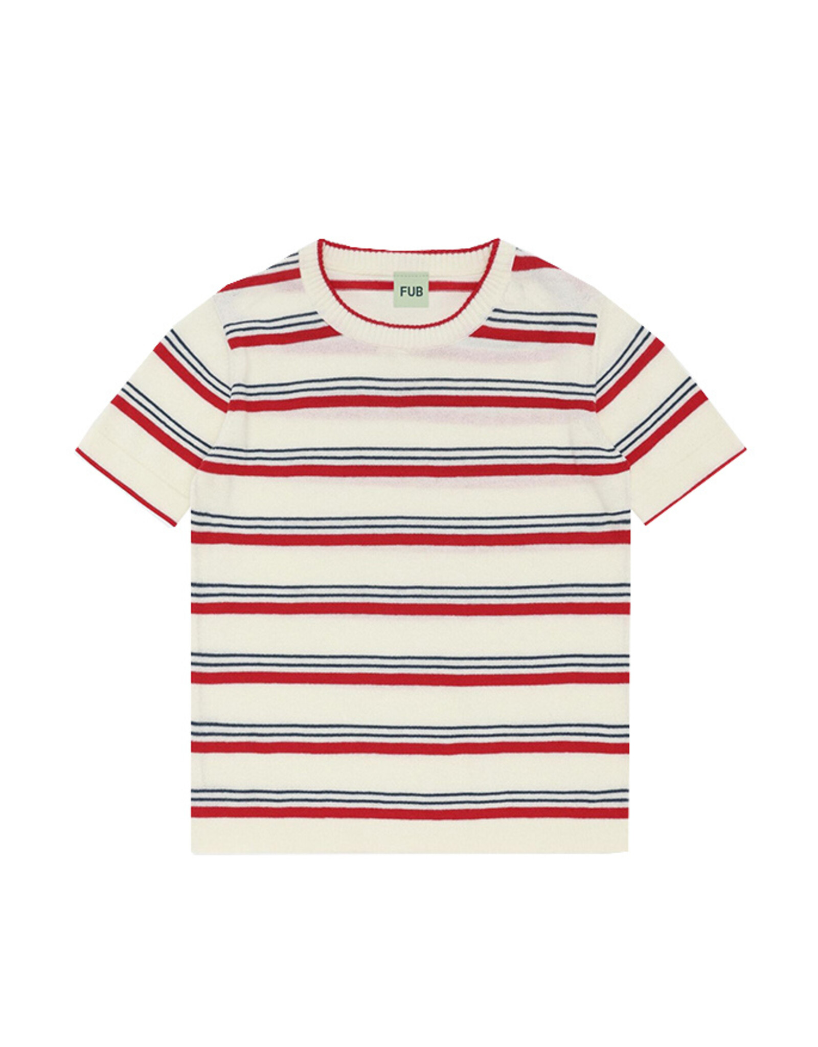Fub FUB STRIPED TSHIRT - ECRU/RED