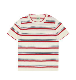 Fub FUB STRIPED TSHIRT - ECRU/RED