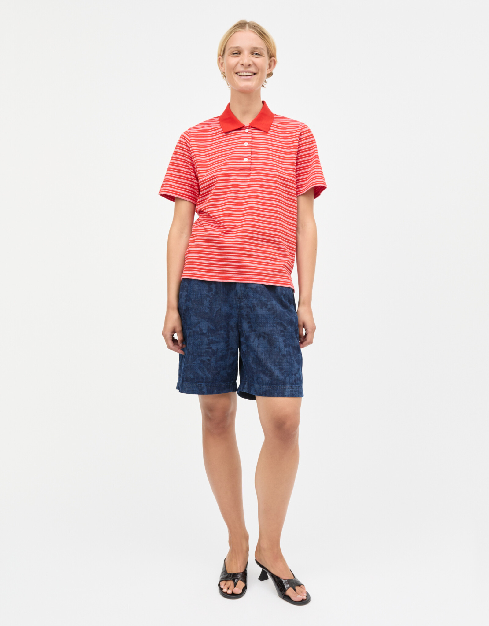 Mads Norgaard MADS NØRGAARD MARLO POLO TEE - FIERY RED/VANILLA