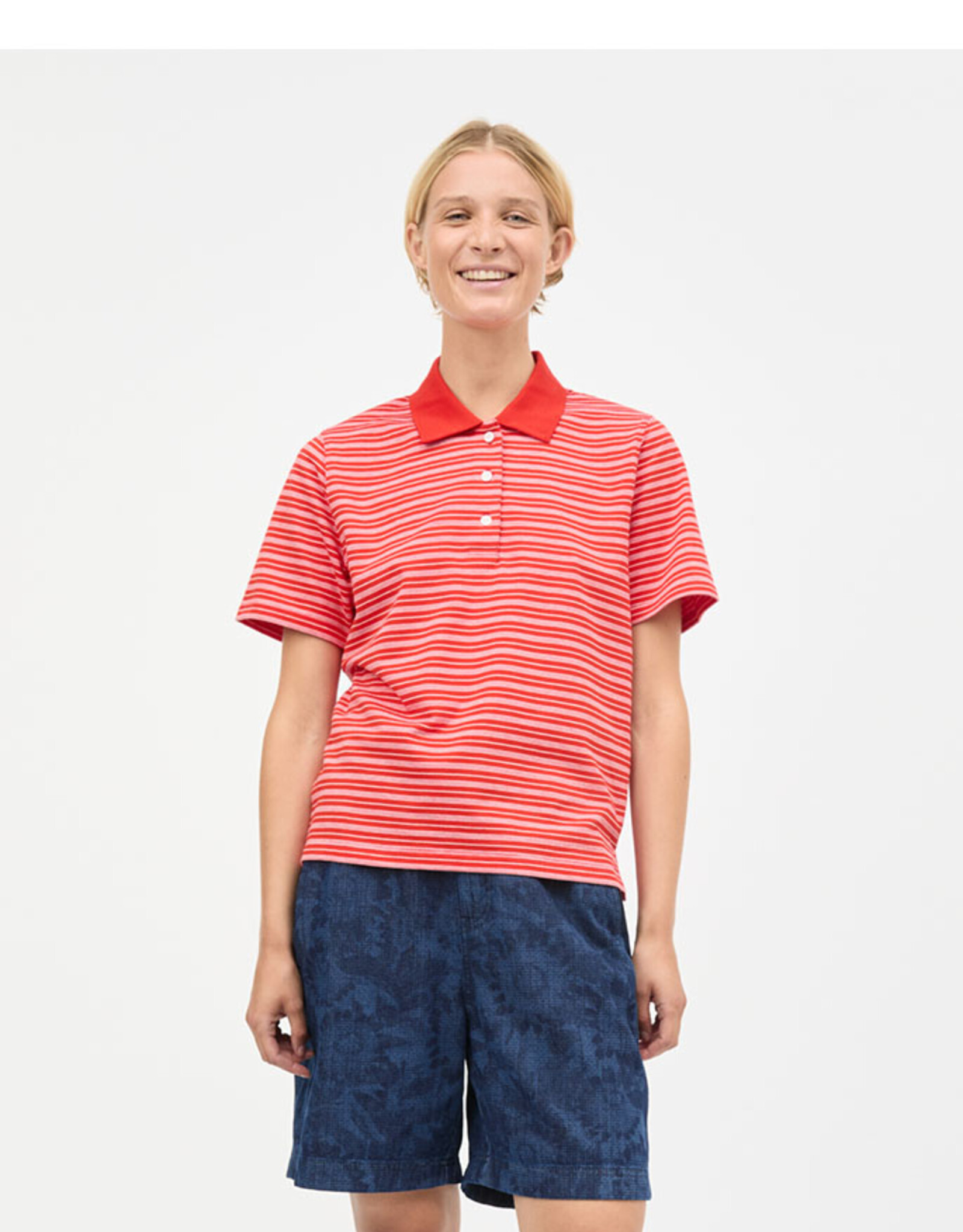 Mads Norgaard MADS NØRGAARD MARLO POLO TEE - FIERY RED/VANILLA