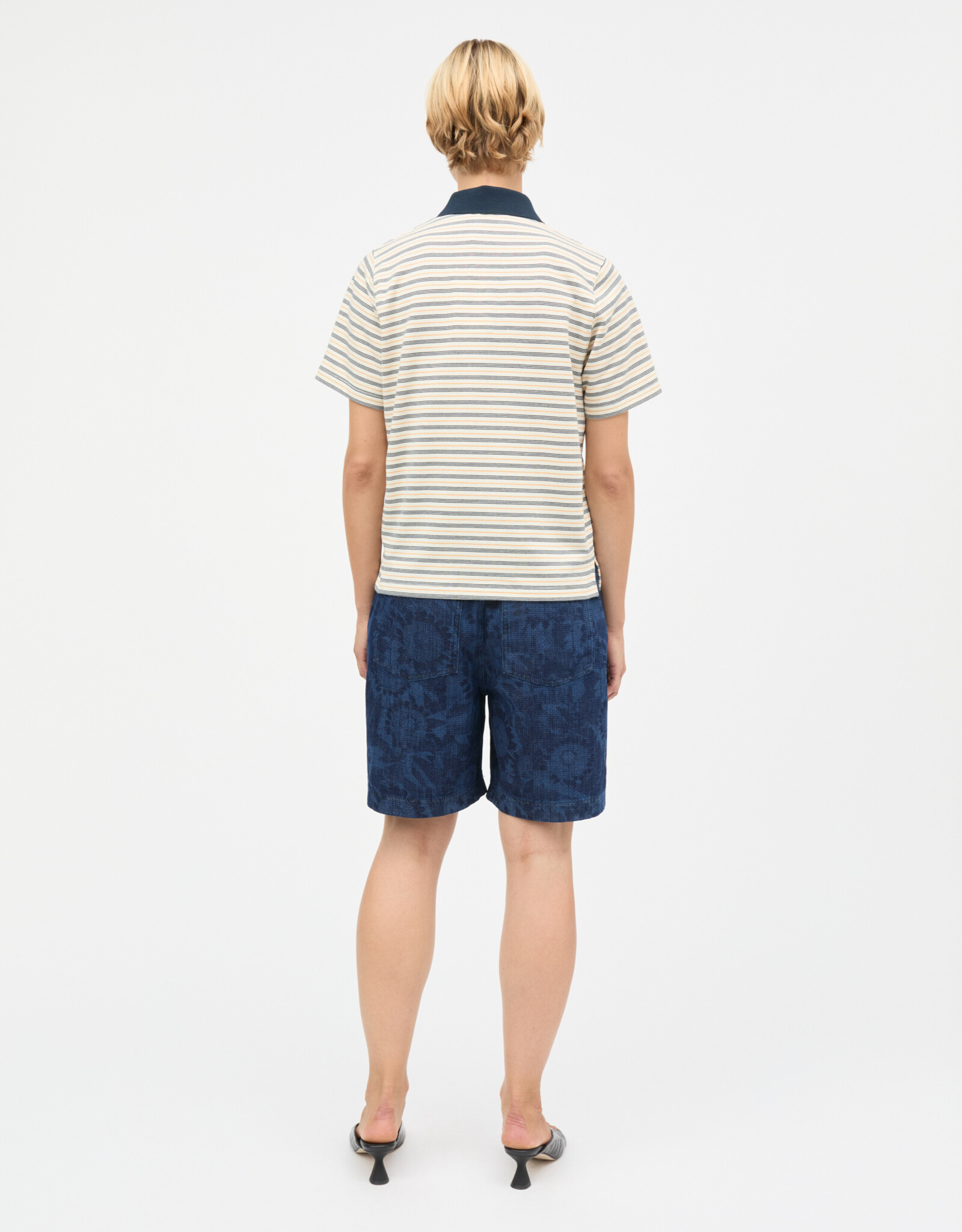 Mads Norgaard MADS NØRGAARD MARLO POLO TEE - VANILLA/SKY CAPTAIN