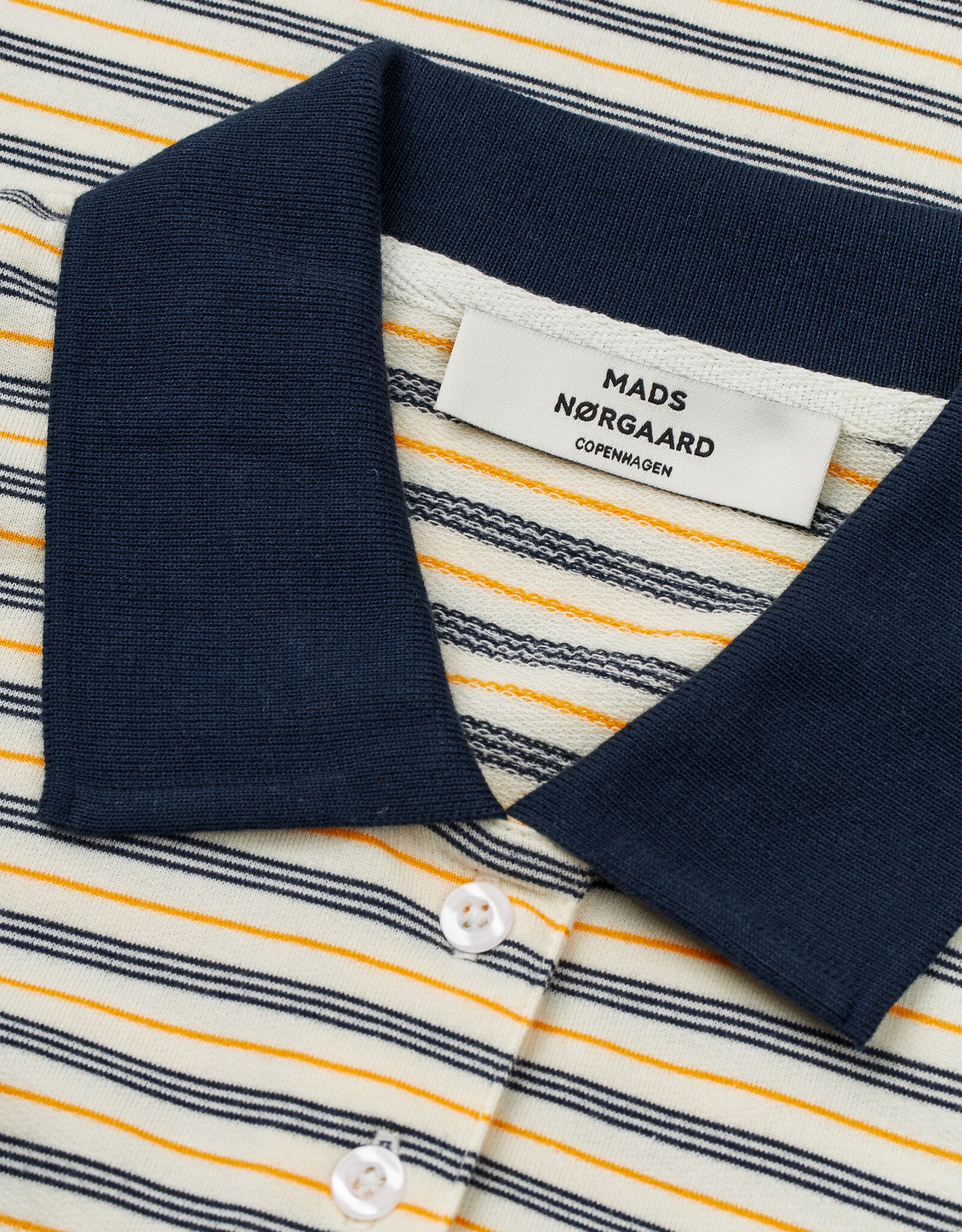 Mads Norgaard MADS NØRGAARD MARLO POLO TEE - VANILLA/SKY CAPTAIN