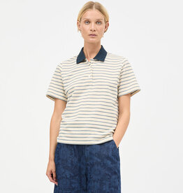 Mads Norgaard MADS NØRGAARD MARLO POLO TEE - VANILLA/SKY CAPTAIN